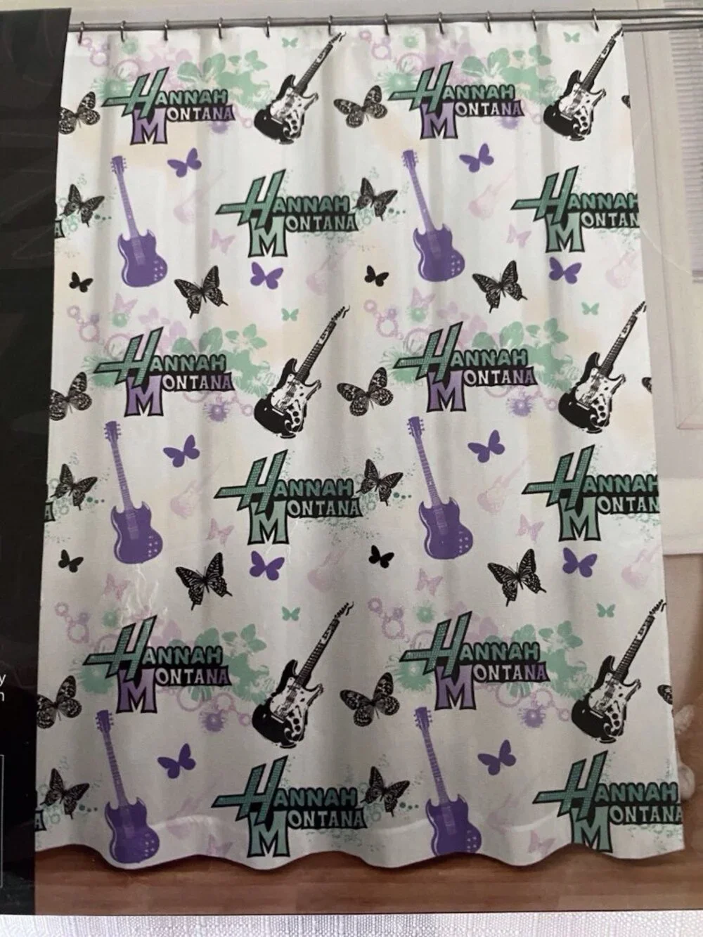 13 Piece Disney Hannah Montana Guitar Butterfly‎ Fabric Shower Curtain 72” X 72”